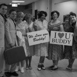 Marnie Kersten and some of the cast of Buddy: The Buddy Holly Story - Charlottetown Airport